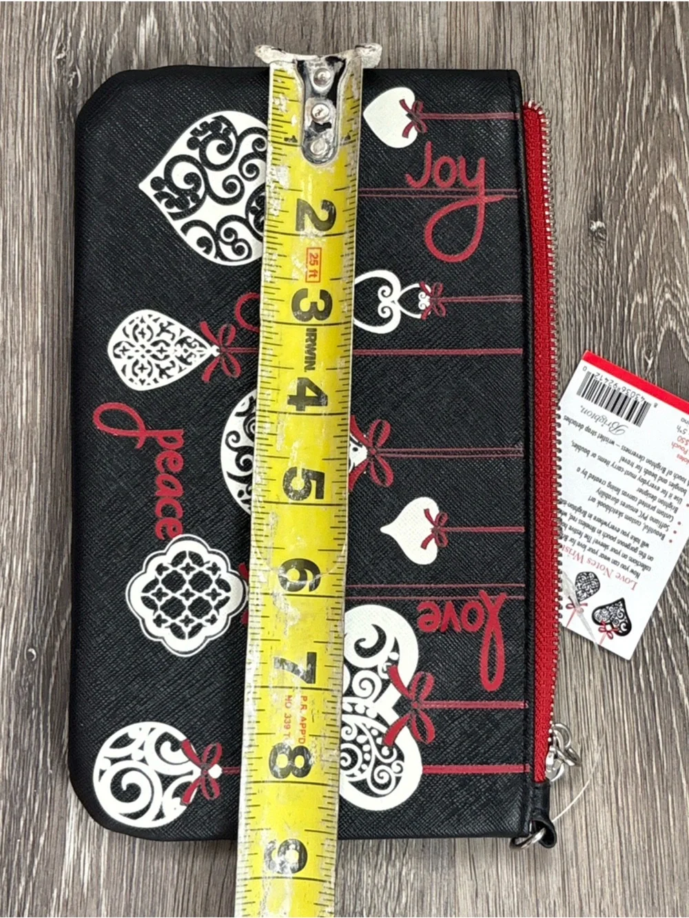 NWT Brighton Love Notes Christmas Ornament Wristlet Purse/Cosmetic Travel Bag